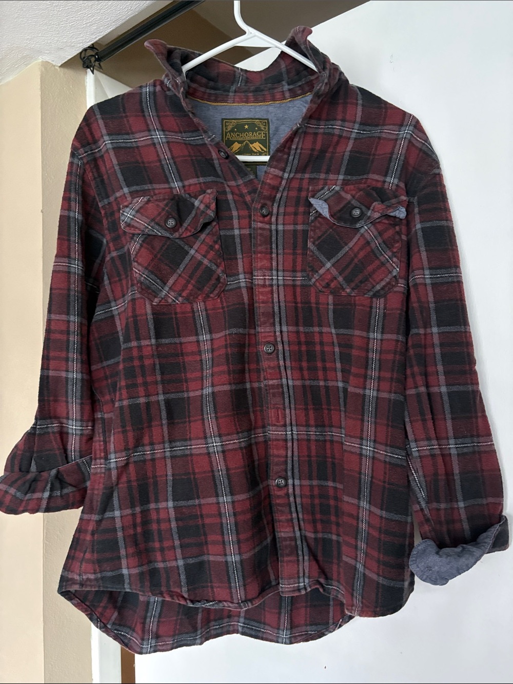 Anchorage Expedition Unisex Burgundy Plaid Button-Down Shirt